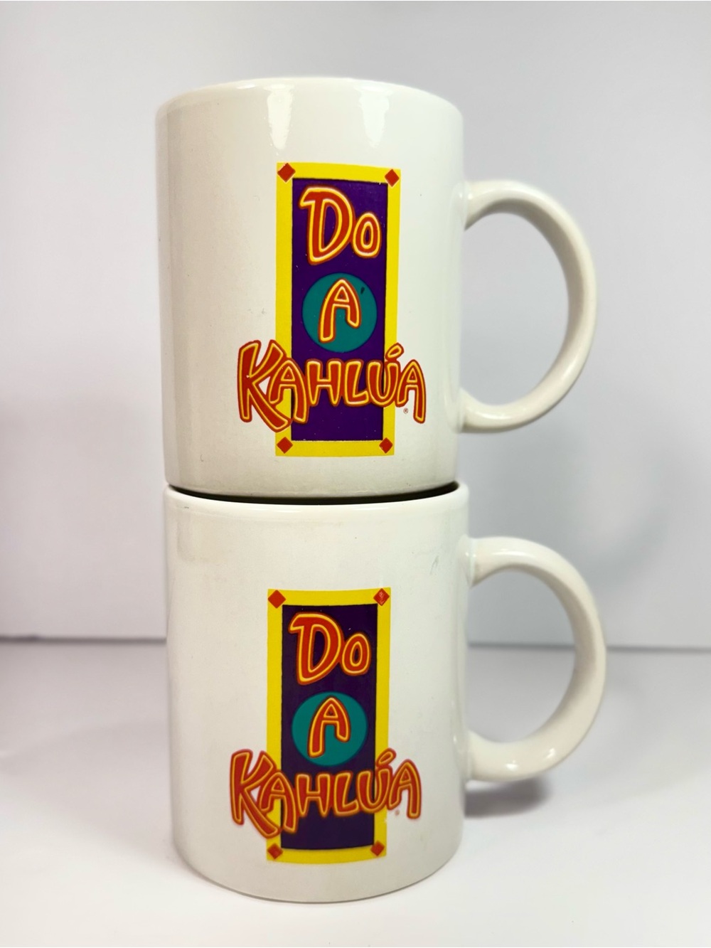 Vintage 1990s "Do a Kahlua" Coffee advertising Mug Set of 2 Ceramic